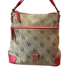 Dooney & Bourke Red and Brown Monogrammed Crossbody